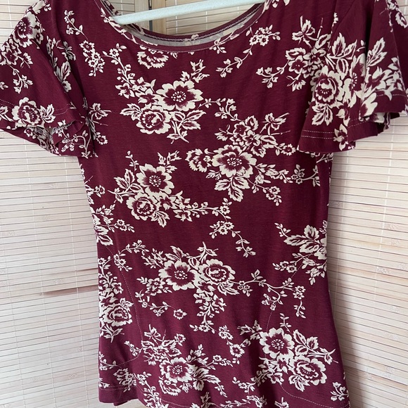 Effie's Heart Tops - Effie's Heart Burgundy Floral Short Sleeve Top